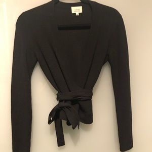 Wilfred black wrap knit sweater